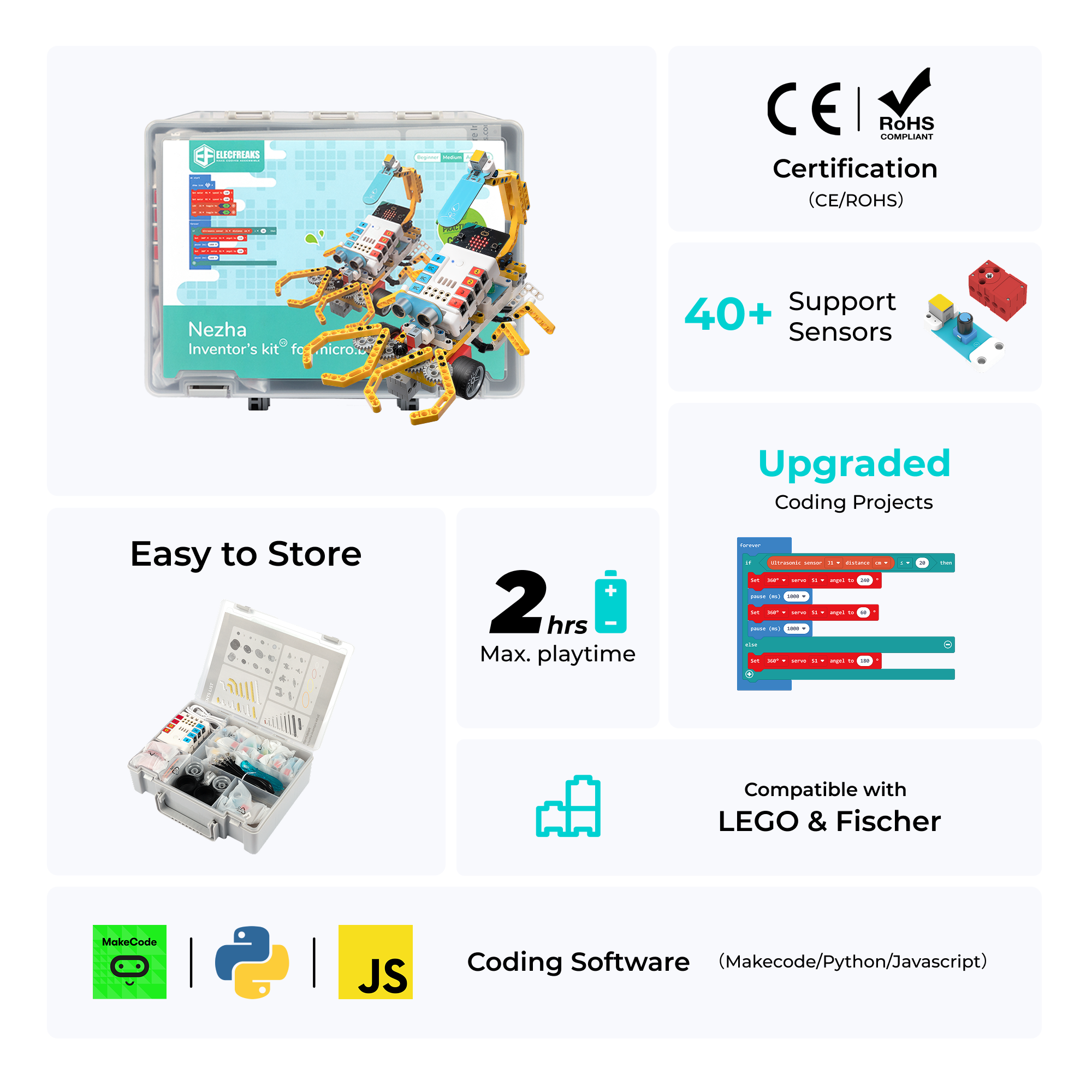 elecfreaks-nezha-inventor-s-kit-v2-kit-robot-micro-bit-400-blocs image 2