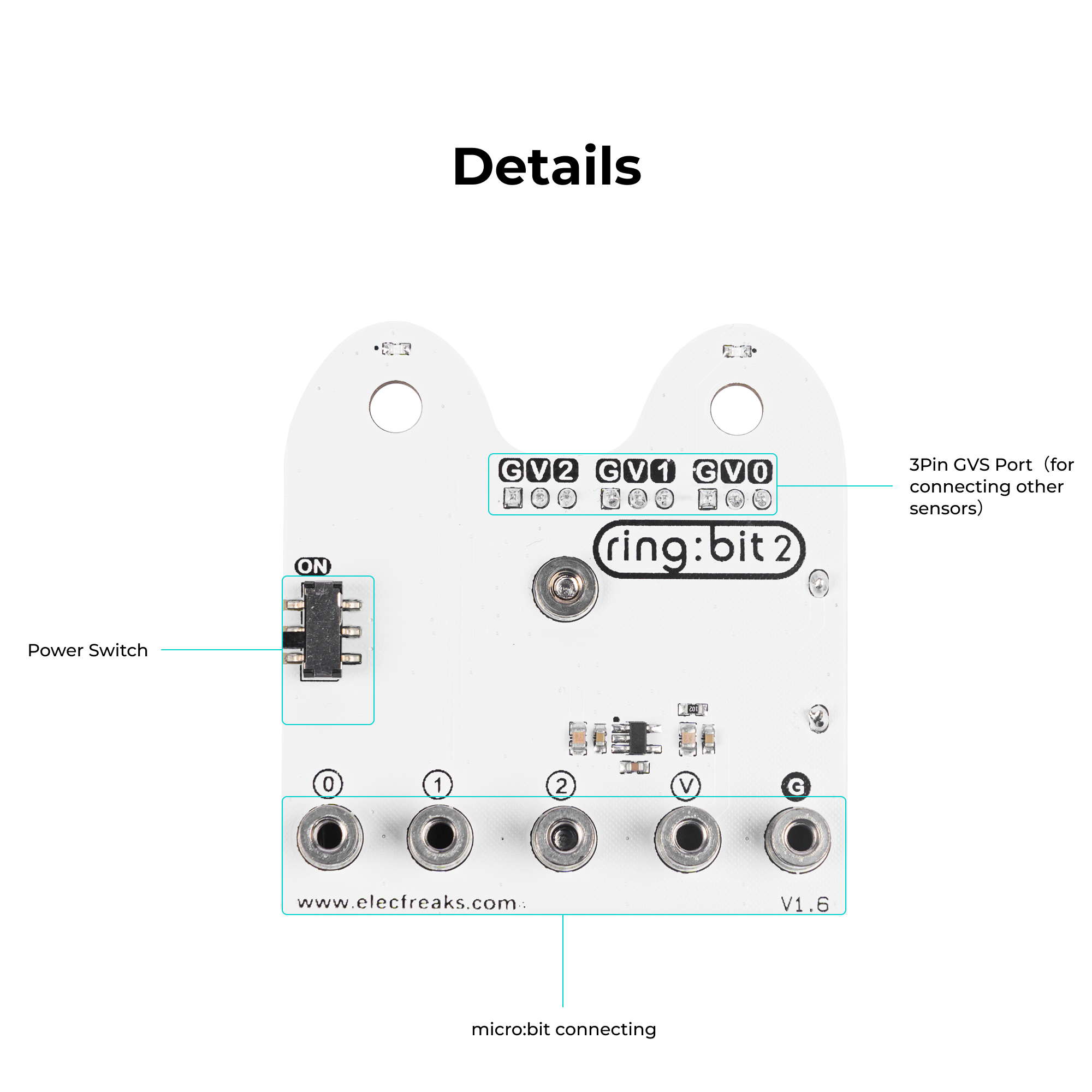 elecfreaks-ring-bit-v2-carte-extension-micro-bit-3-ports image 4