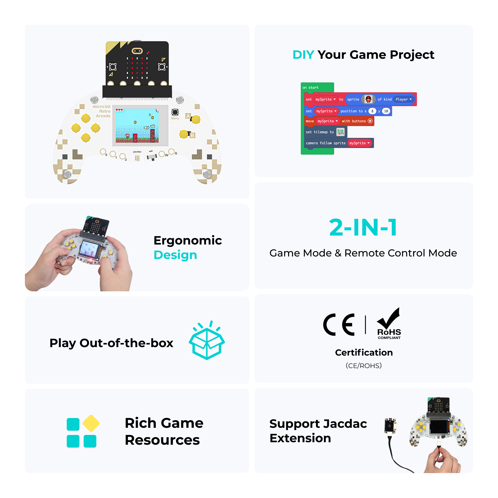 elecfreaks-retro-programming-arcade-se-console-jeu-micro-bit-cran-couleur image 2
