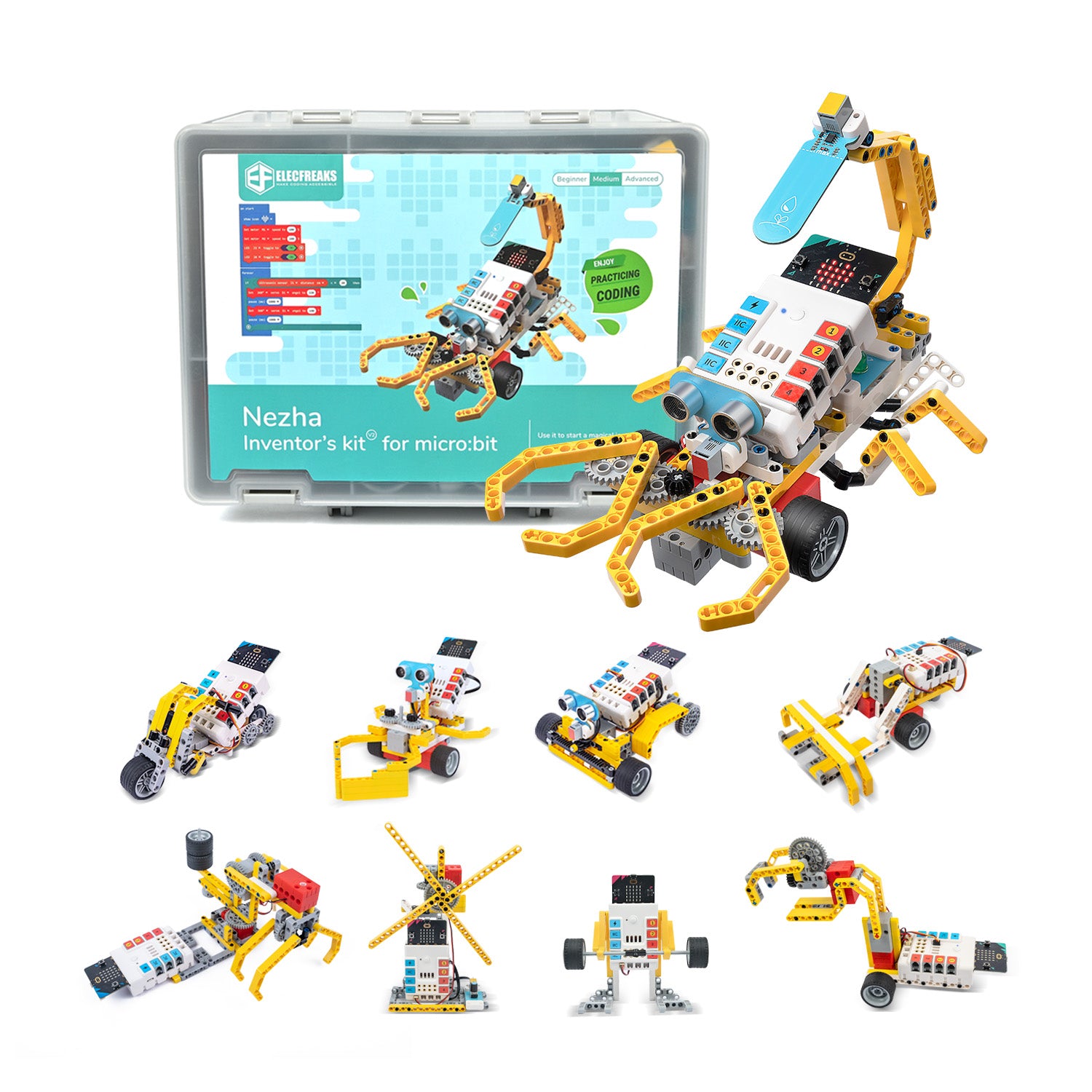 elecfreaks-nezha-inventor-s-kit-v2-kit-robot-micro-bit-400-blocs image 1