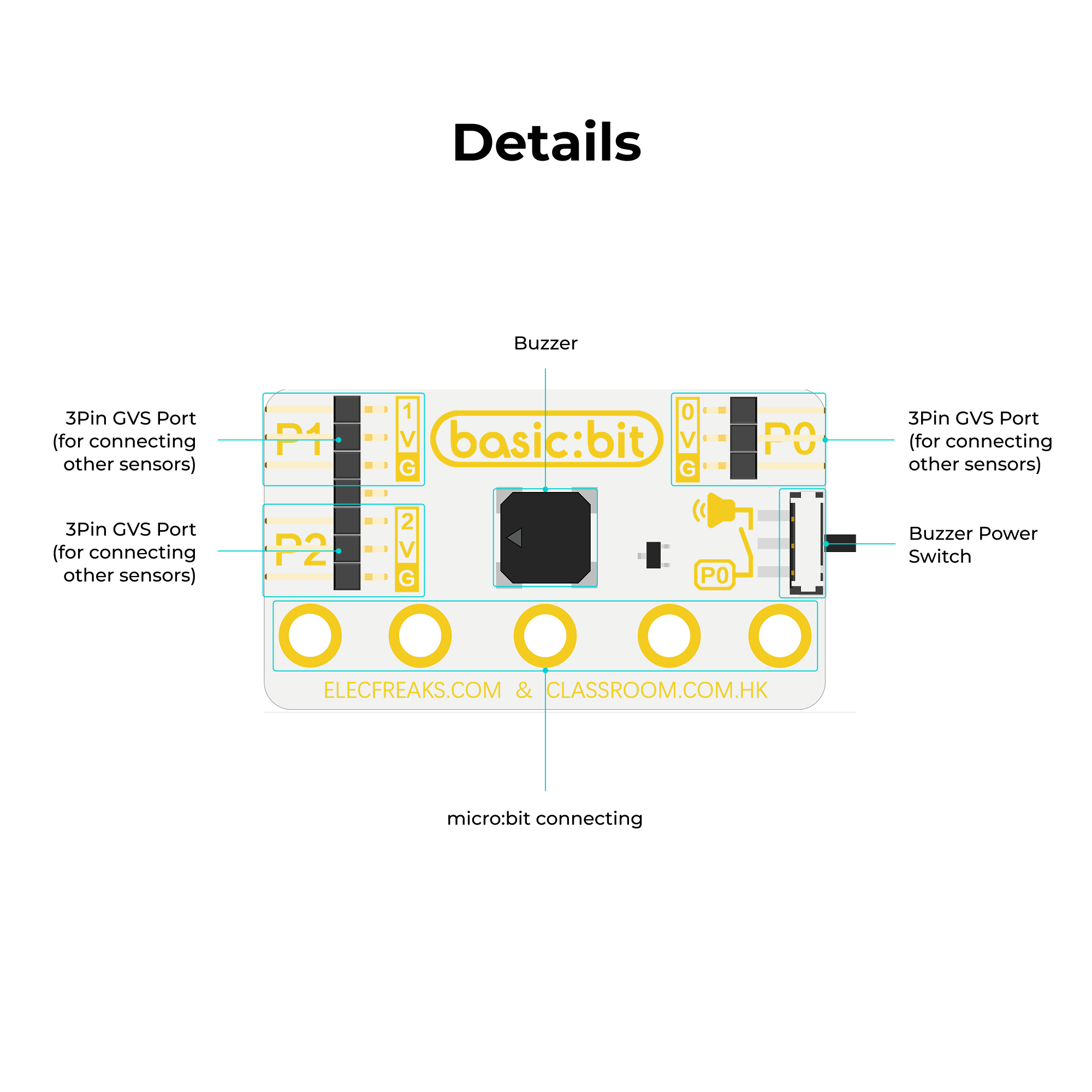 elecfreaks-basic-bit-carte-extension-micro-bit-buzzer-3-ports image 3