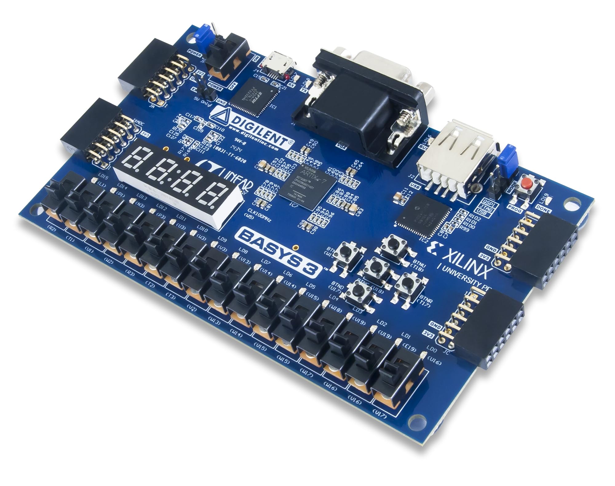 digilent-basys-3-xc7a35t-carte-fpga-artix-7-initiation image 1