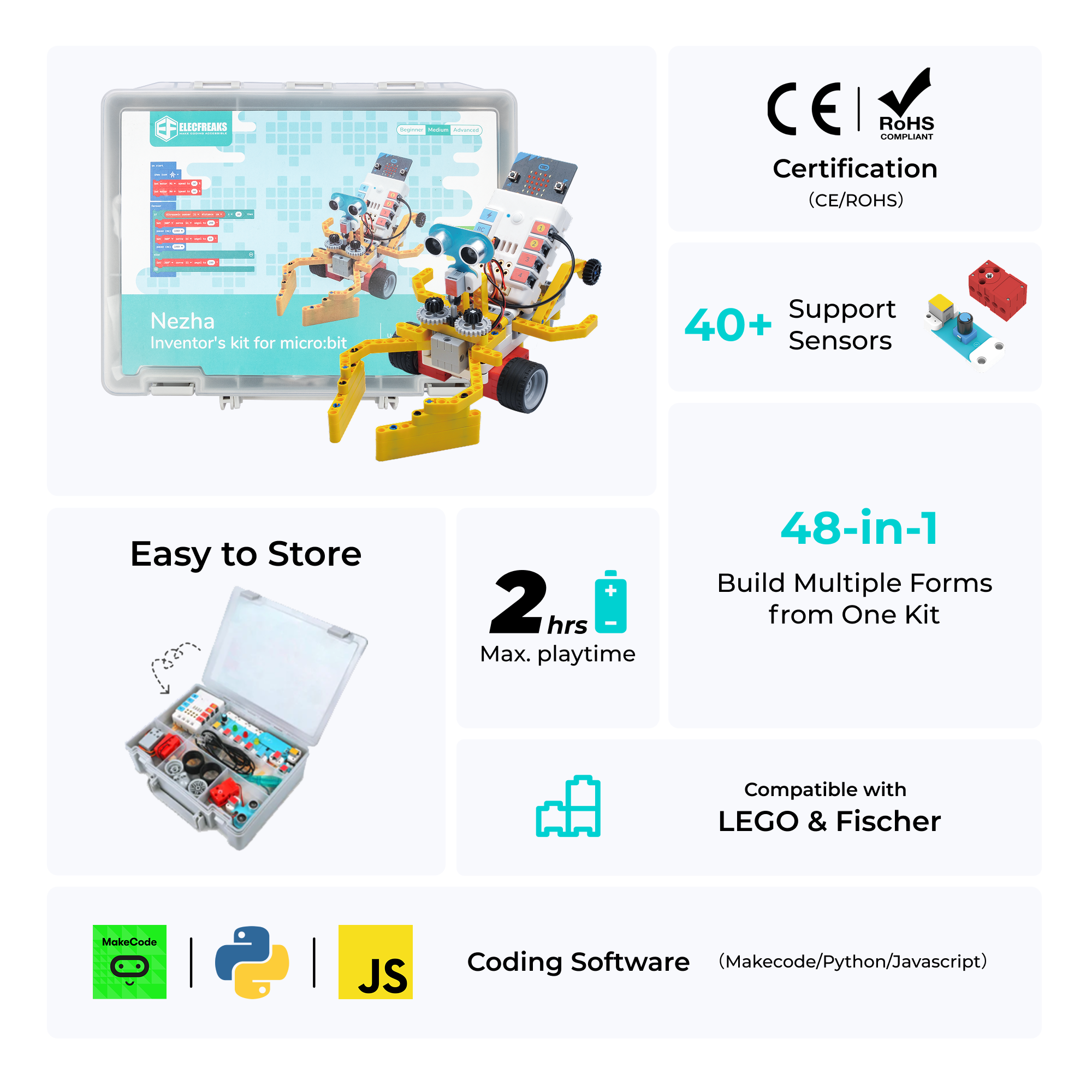 elecfreaks-nezha-48-en-1-kit-robot-micro-bit-400-briques image 2